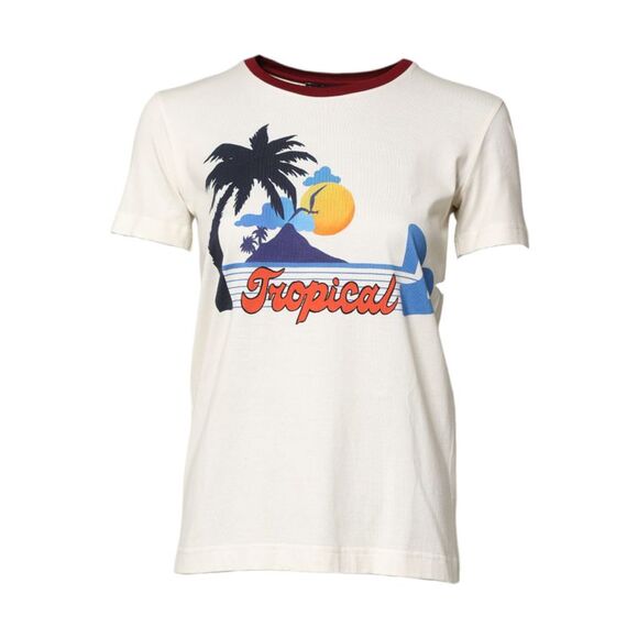 Dolce & Gabbana White Cotton Print Short Sleeves Top Women's T-shirt